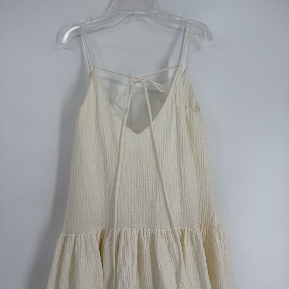 Worth Collective Womens Cream Maxi Dress XS Halter-tie Sleeveless Boho Tiered - Picture 4 of 8